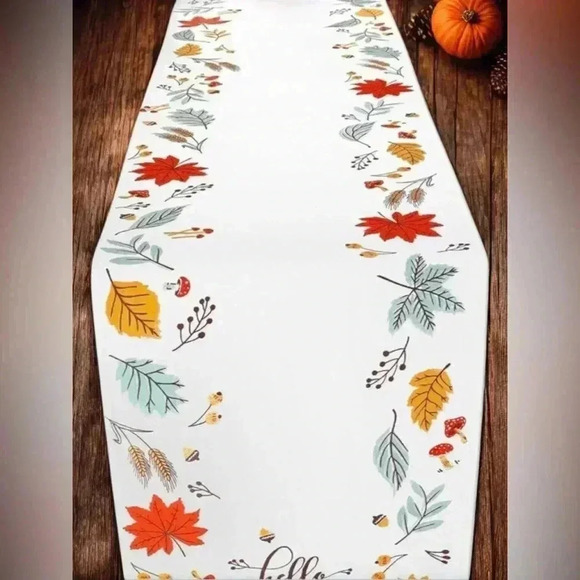 Table Runner 72”L Tassels Fall Decor 100% Cotton Colorful Leaves Beautiful NEW - Picture 5 of 13